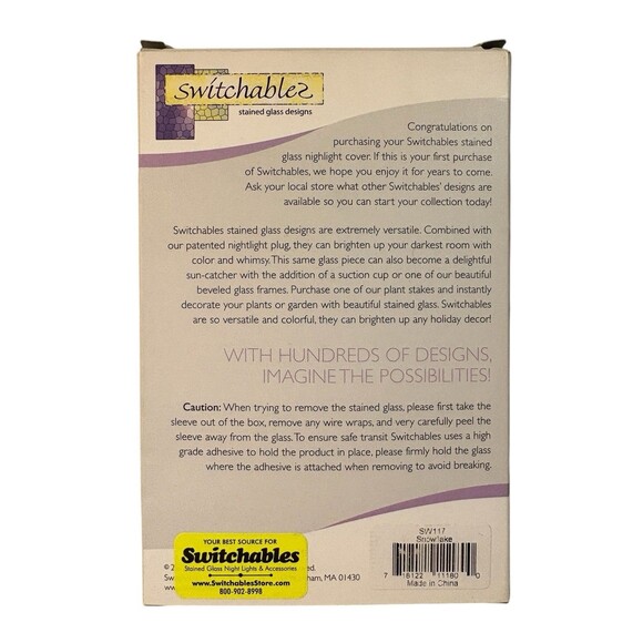 Switchables Stained Glass Night Light Cover Snow Flake Vintage 2005 Winter EUC - Picture 3 of 3